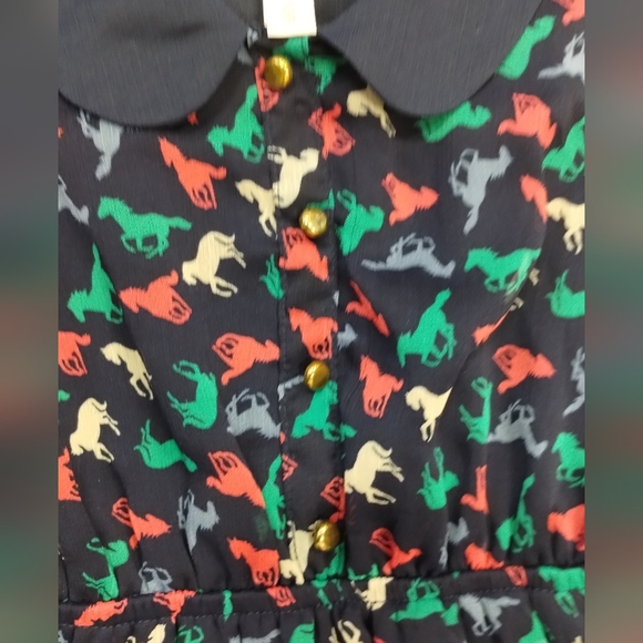 Xhilaration Retro Horse Print Peter Pan Dress Juniors Deep Navy SZ S/P FairyCore - Picture 6 of 15
